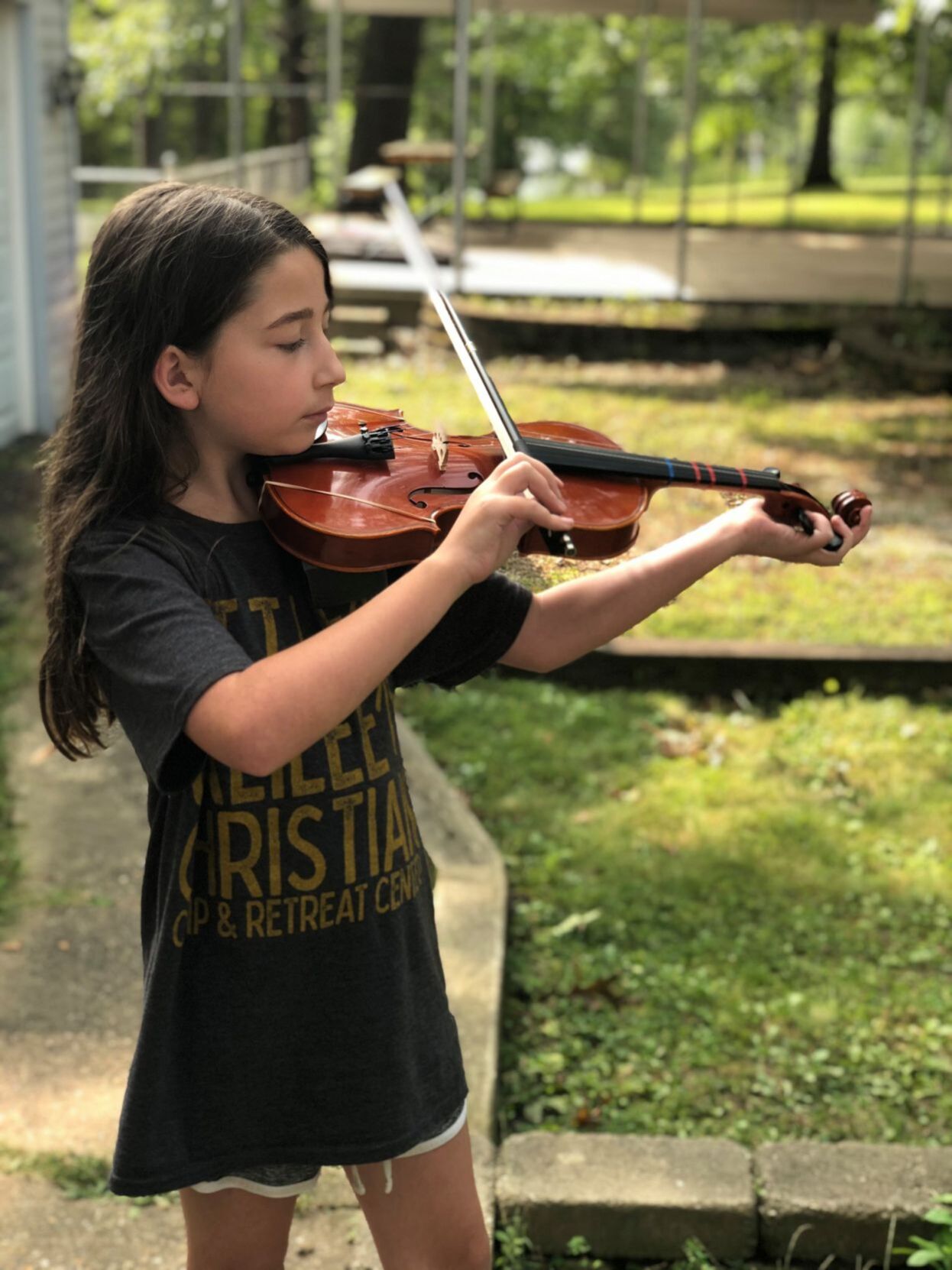 Practicing the violin